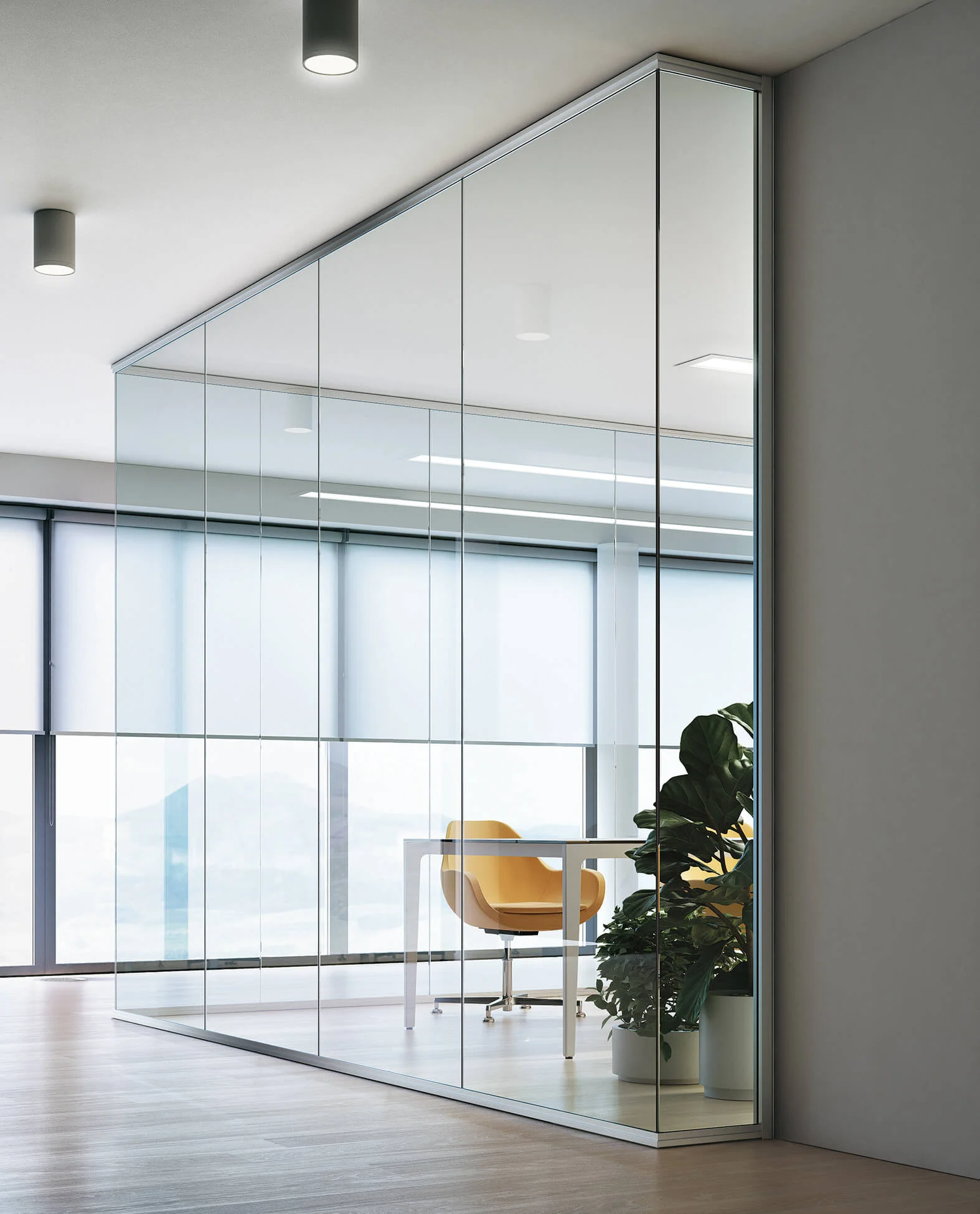 پارتیشن شیشه ای فریم لس